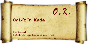 Orián Kada névjegykártya
